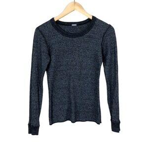 Monrow Black and Grey Speckled Waffle Knit Thermal Size Medium